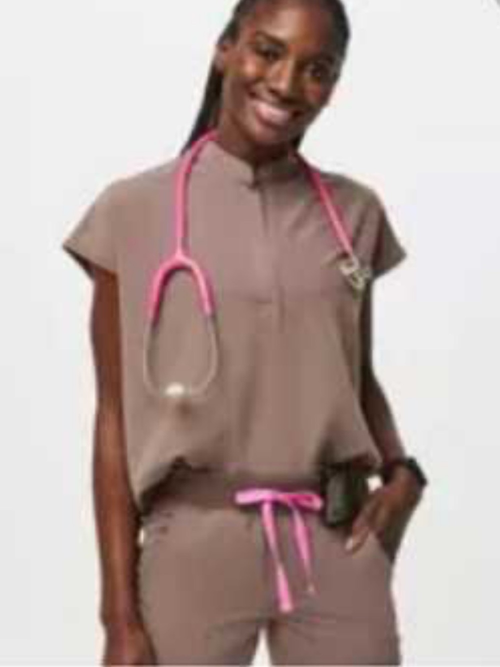 FIGS Smokey Taupe Rafaela Scrub Top XS